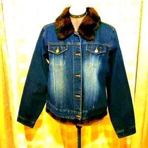 Denim Faux Mink jacket Route 66 XL